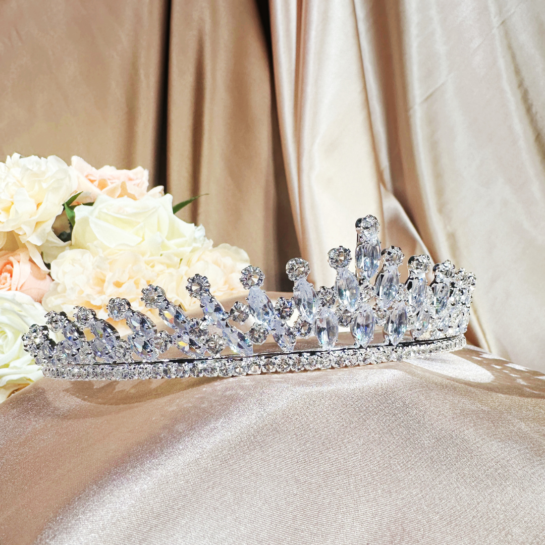 #2399880 Elegant Cubic Zirconia Tiara | Delicate Wedding Headpiece