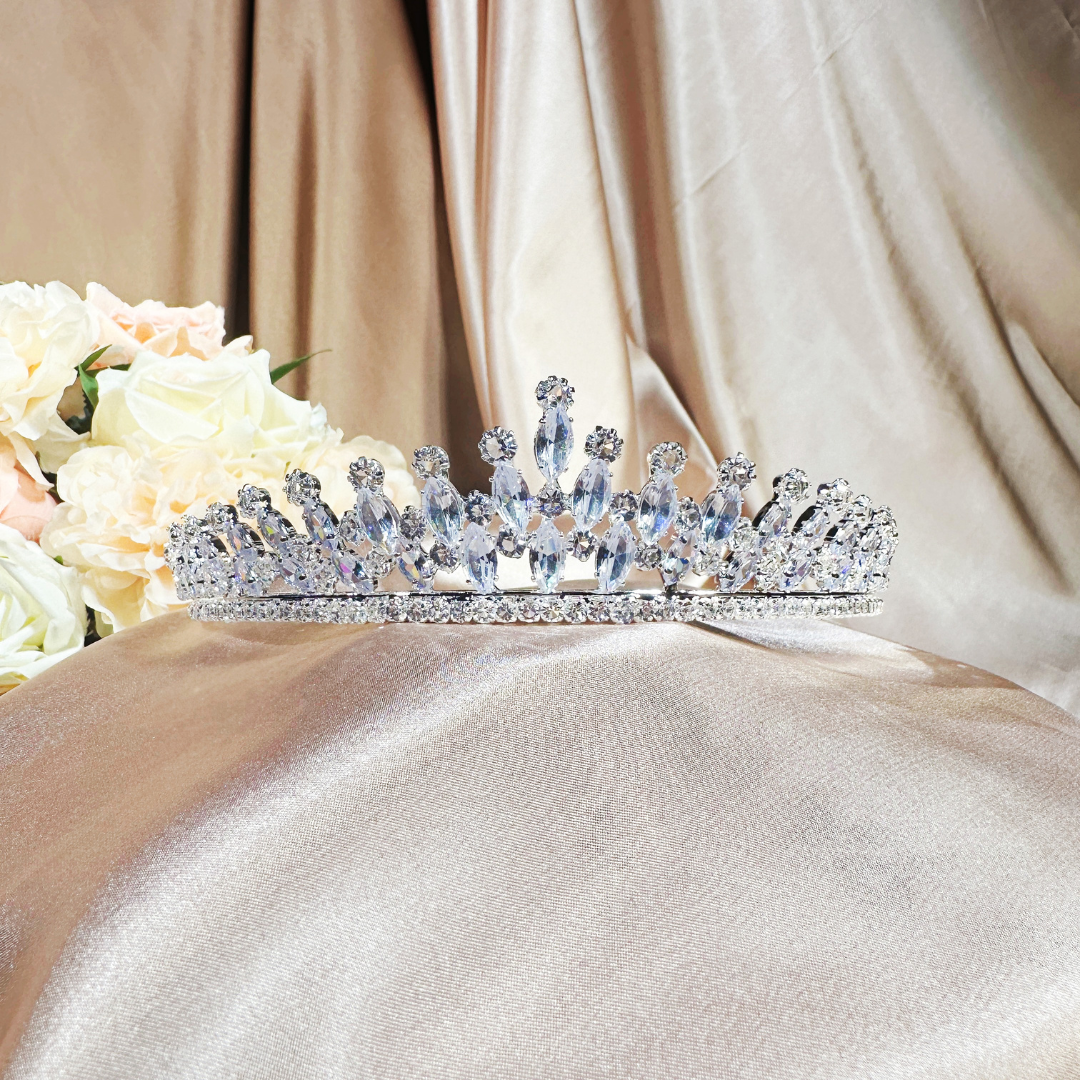 #2399880 Elegant Cubic Zirconia Tiara | Delicate Wedding Headpiece