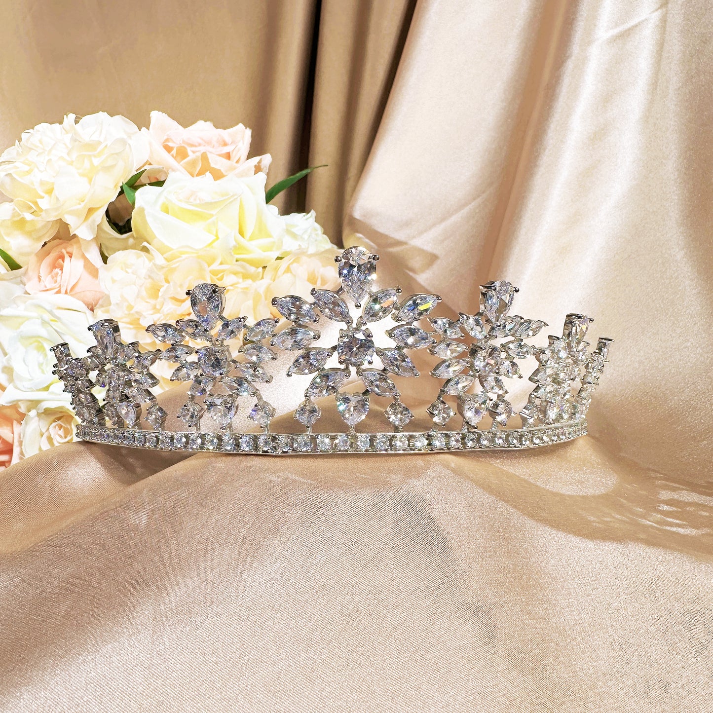 #20419011 Elegant Cubic Zirconia Bridal Tiara | Perfect for Your Fairy Tale Wedding | For Bridal Hairstyle