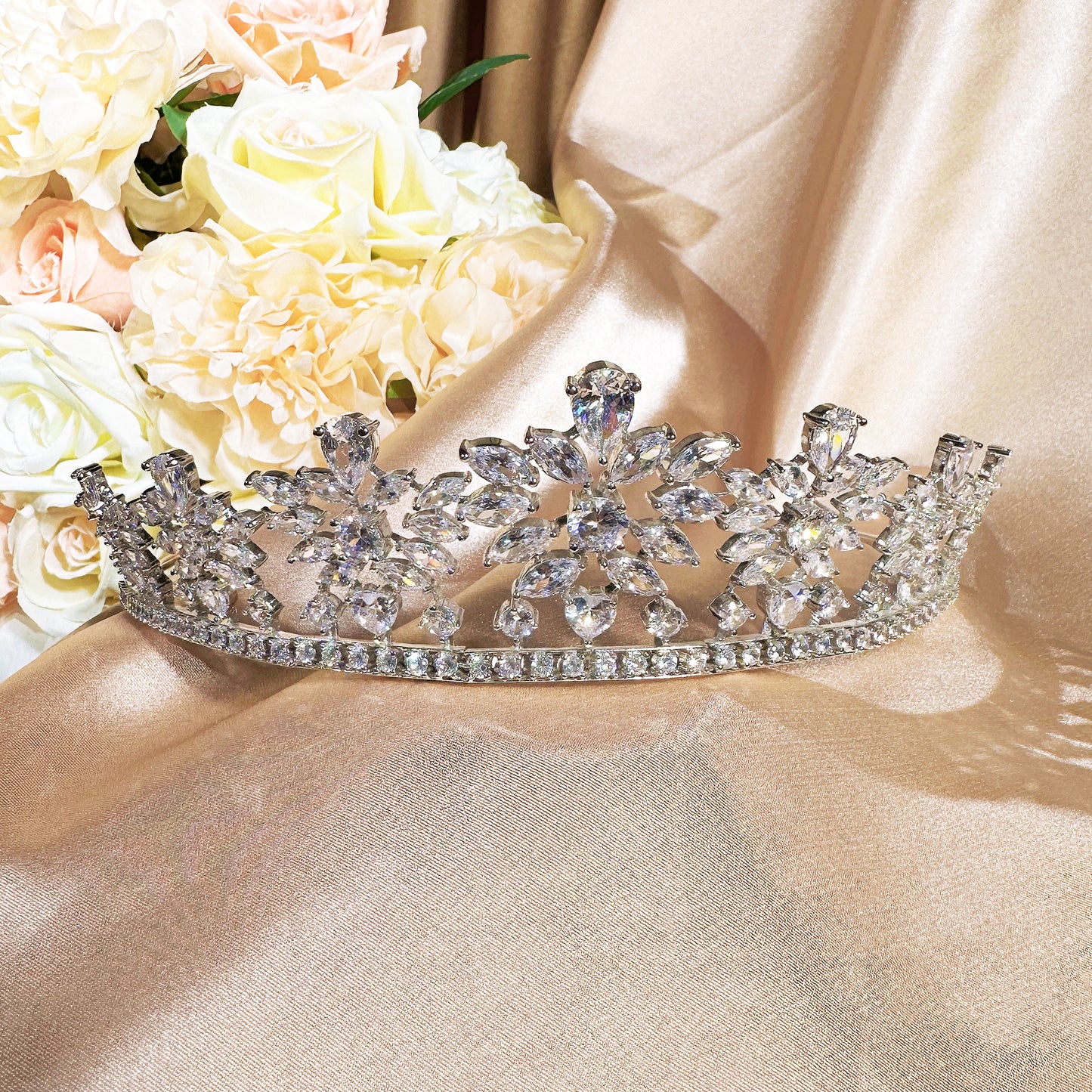 #20419011 Elegant Cubic Zirconia Bridal Tiara | Perfect for Your Fairy Tale Wedding | For Bridal Hairstyle