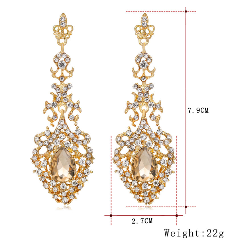 #02538097 Ladies' Alloy/Rhinestone Drop Earrings
