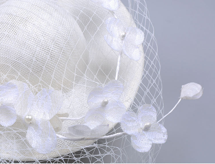 #11948013 Ivory Elegant Ladies' Fascinators with Flower and Veil on top