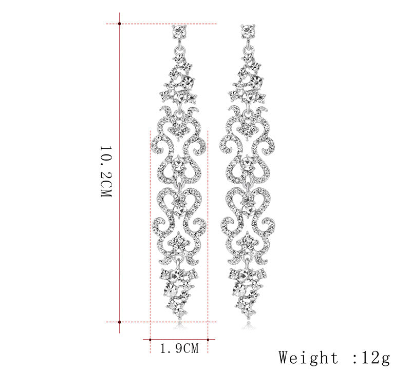 #02538098 Long Classic Alloy/Rhinestone Drop Earrings