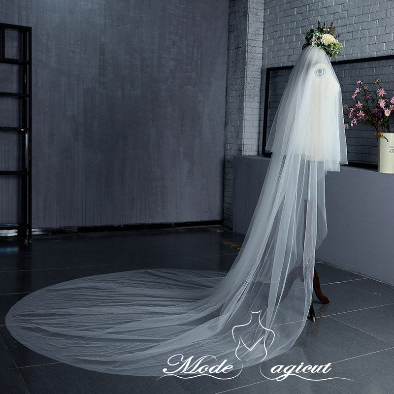 #05308009 3*3.5 Meters Two-Tier Cathedral Bridal Veils with Comb