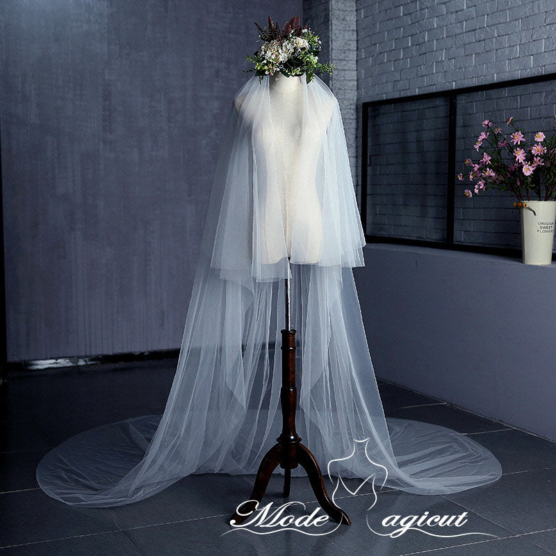#05308009 3*3.5 Meters Two-Tier Cathedral Bridal Veils with Comb