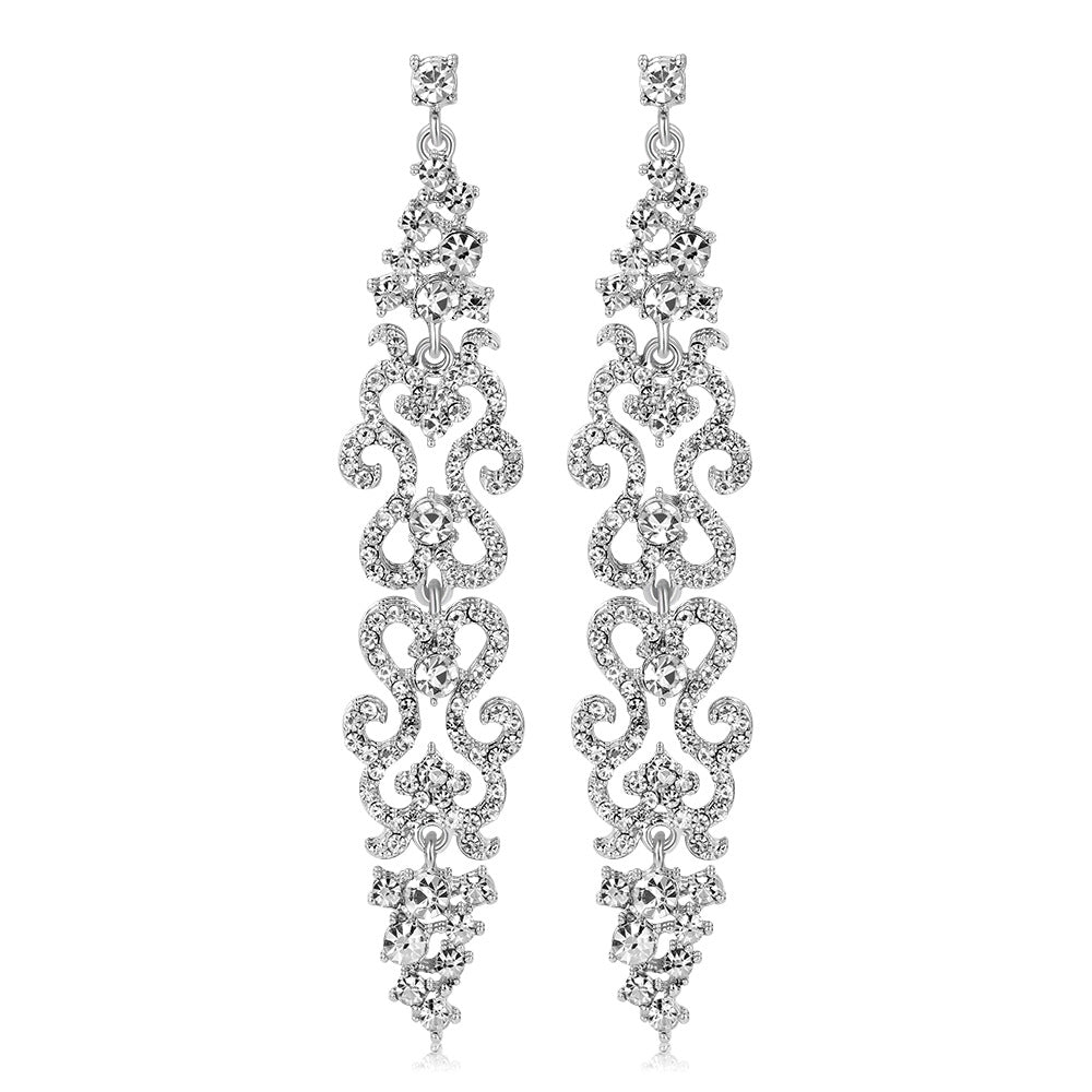 #02538098 Long Classic Alloy/Rhinestone Drop Earrings