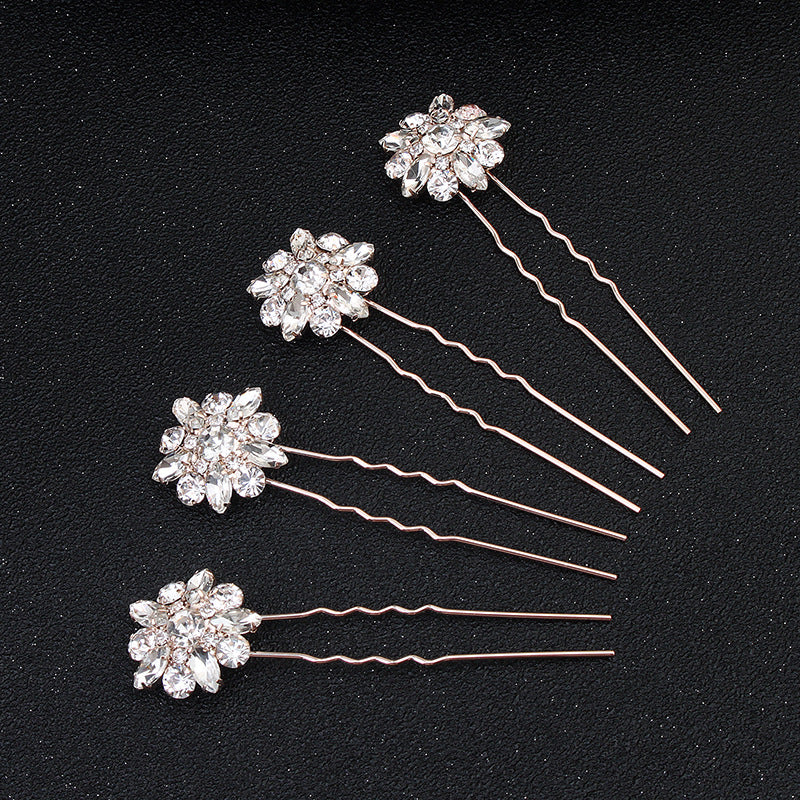#04448188 Golden Rhinestones/Alloy Hairpins (Set for 4)