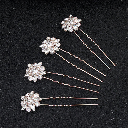 #04448188 Golden Rhinestones/Alloy Hairpins (Set for 4)