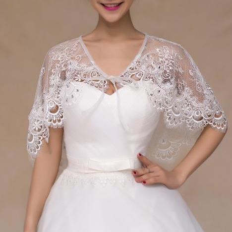 #11228004 Ivory Lace Bridal Wrap