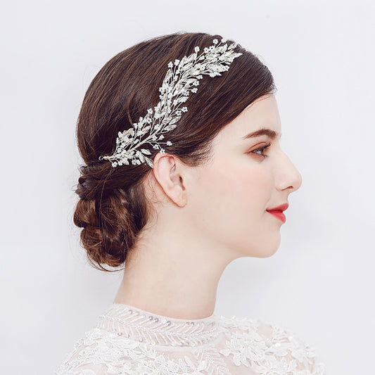 #06418195 Vintage Silver Color Rhinestones Alloy Headband