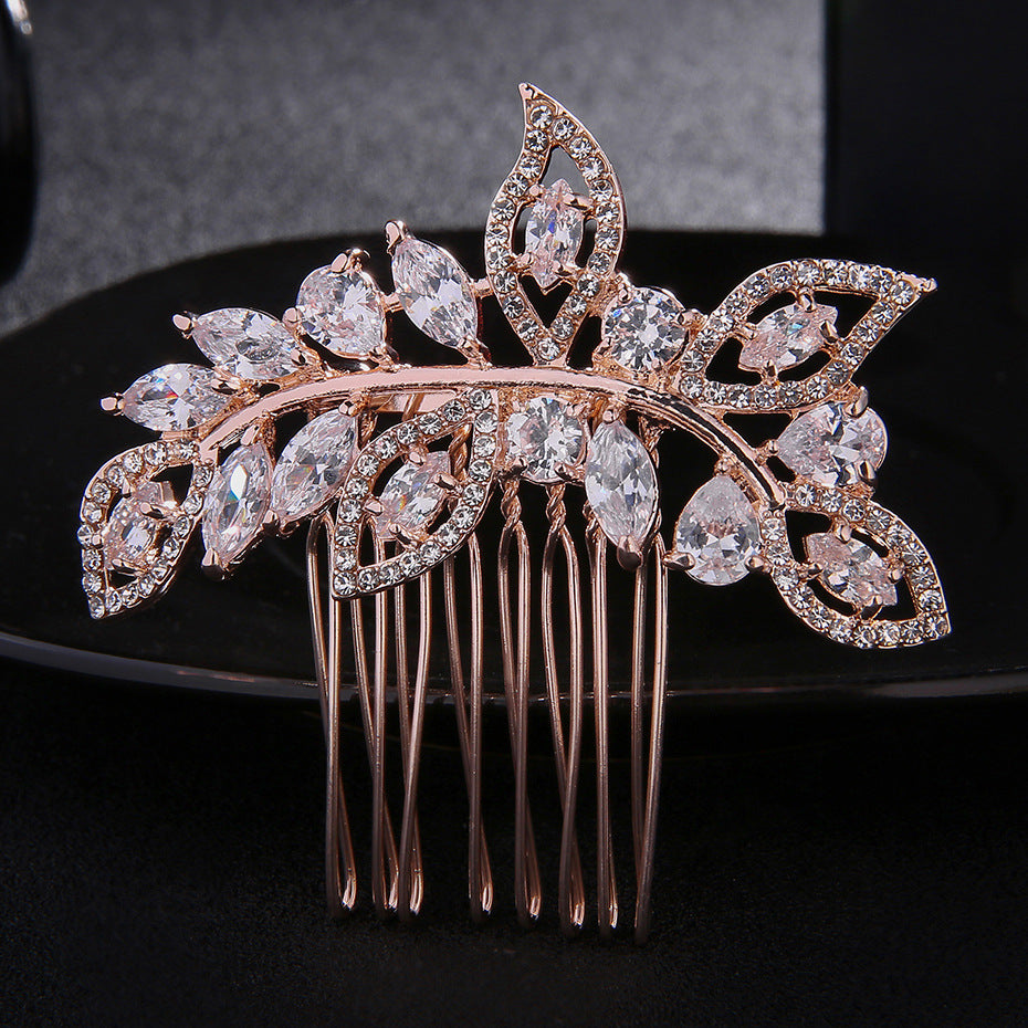 #12448190 Rose Golden Zircon/Alloy Ladies' Comb