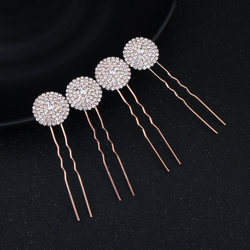 #03448193 Fashionable Rose Gold Rhinestones/ Alloy Hairpins (Set for 4)