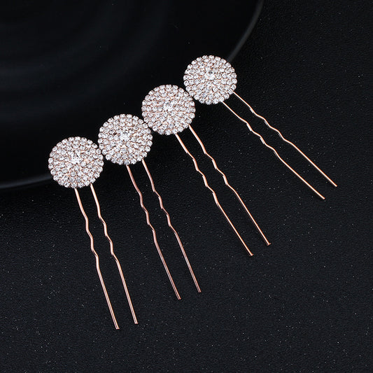 #03448193 Fashionable Rose Gold Rhinestones/ Alloy Hairpins (Set for 4)
