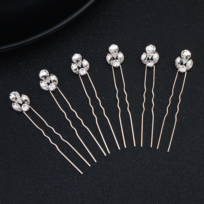 #03448194 Exquisite and Beautiful 4 diamonds Rhinestones Alloy Hairpins (Set for 6)