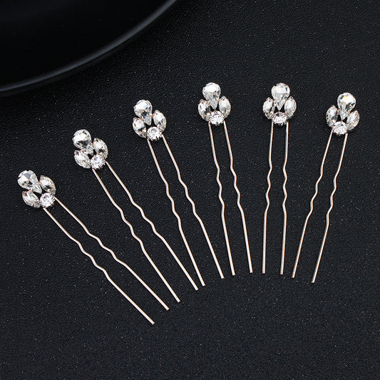#03448194 Exquisite and Beautiful 4 diamonds Rhinestones Alloy Hairpins (Set for 6)