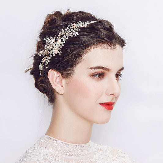 #08418078 Ladies Crystal Headband with Imitation Pearls