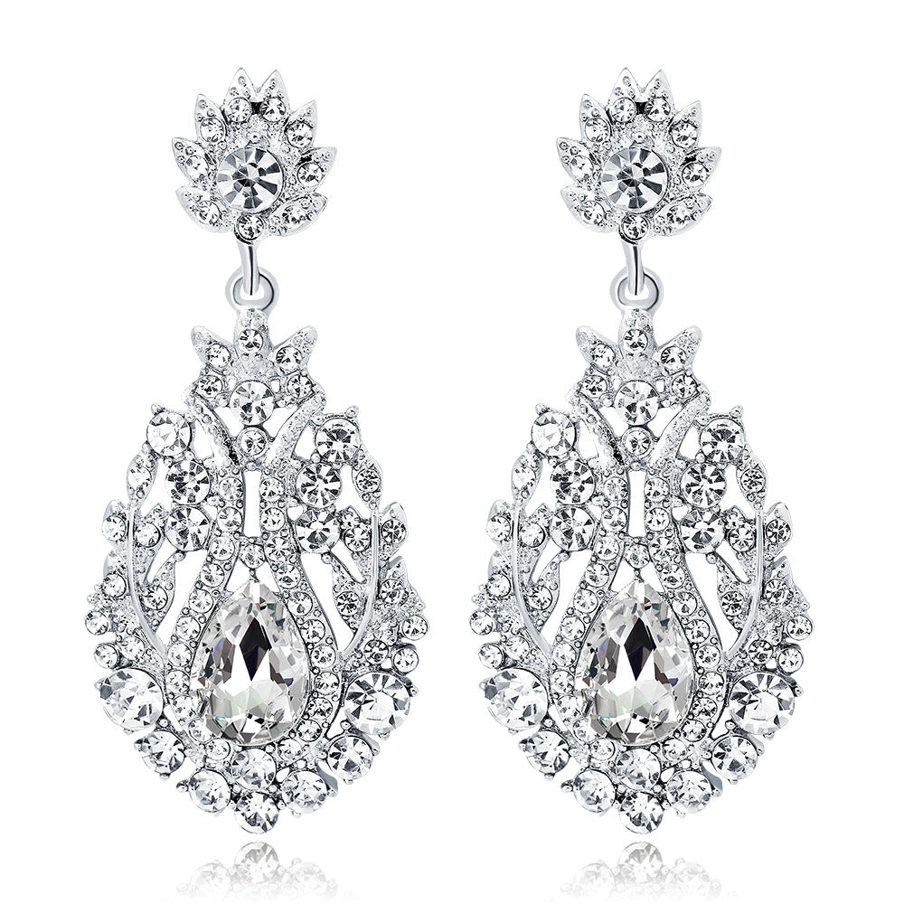 #02538100 Classic Teardrop-shaped Alloy Rhinestone Earrings