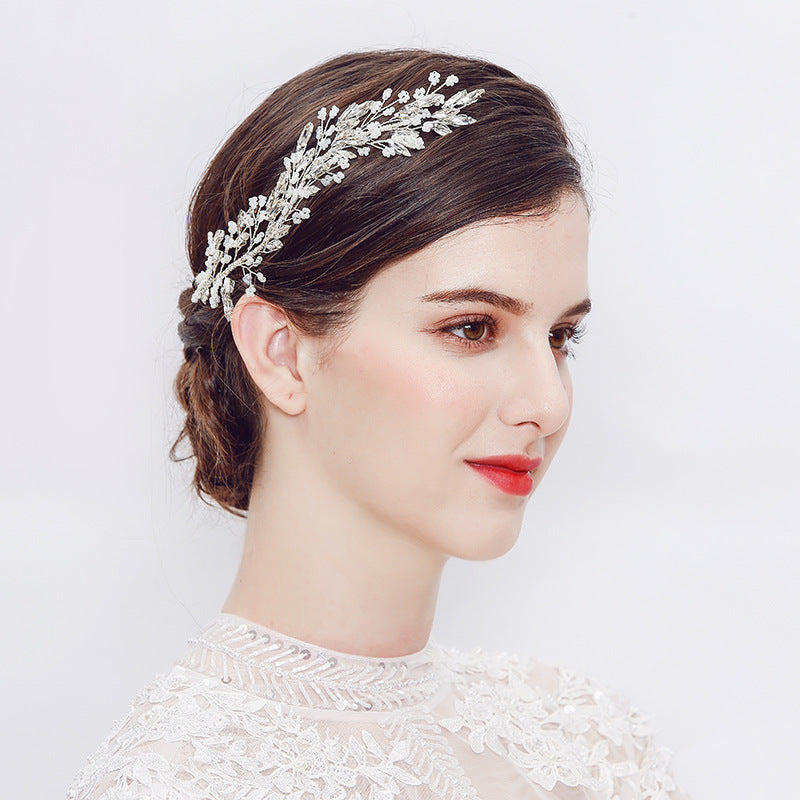#06418195 Vintage Silver Color Rhinestones Alloy Headband