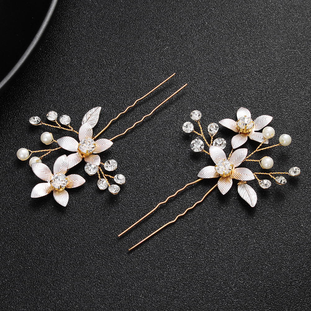 #06448189 Lovely Flowers Hairpins with Imitation Pearls and Rhinestones (Set for 2)