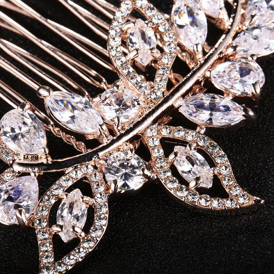 #12448190 Rose Golden Zircon/Alloy Ladies' Comb