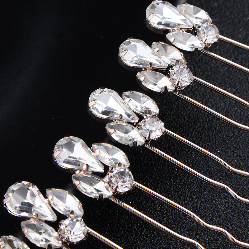 #03448194 Exquisite and Beautiful 4 diamonds Rhinestones Alloy Hairpins (Set for 6)