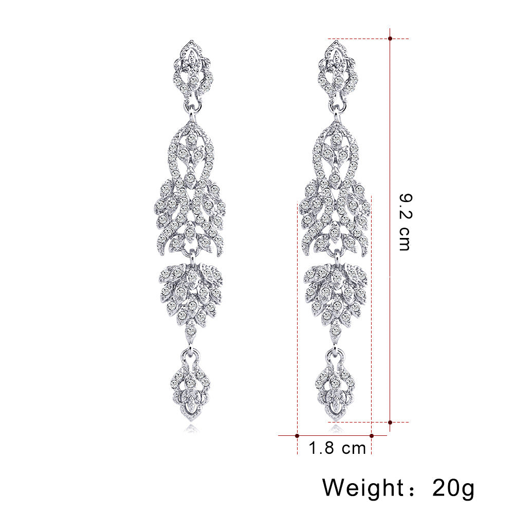 #02538101 Ladies' Long Alloy/ Rhinestone Drop Earrings