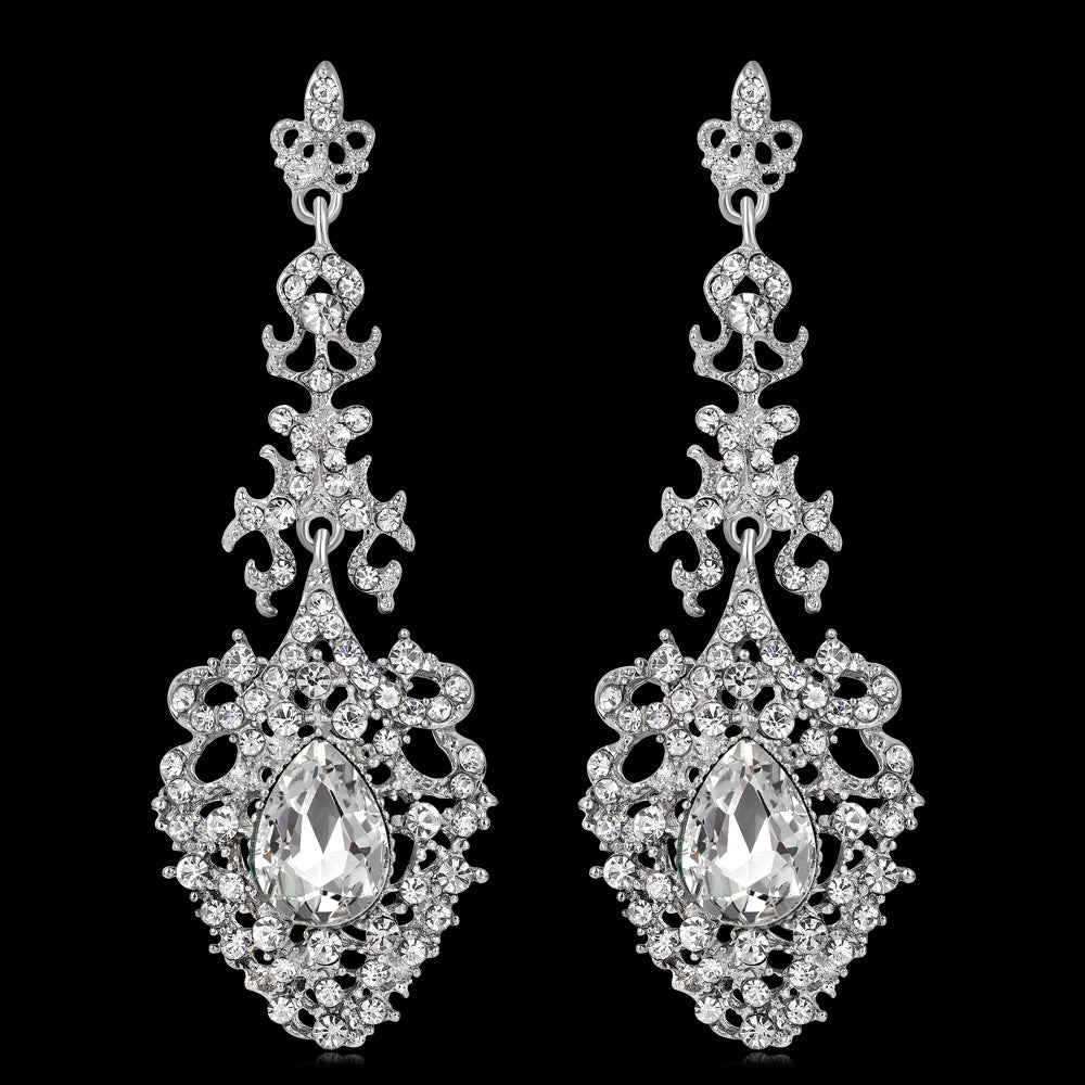 #02538097 Ladies' Alloy/Rhinestone Drop Earrings