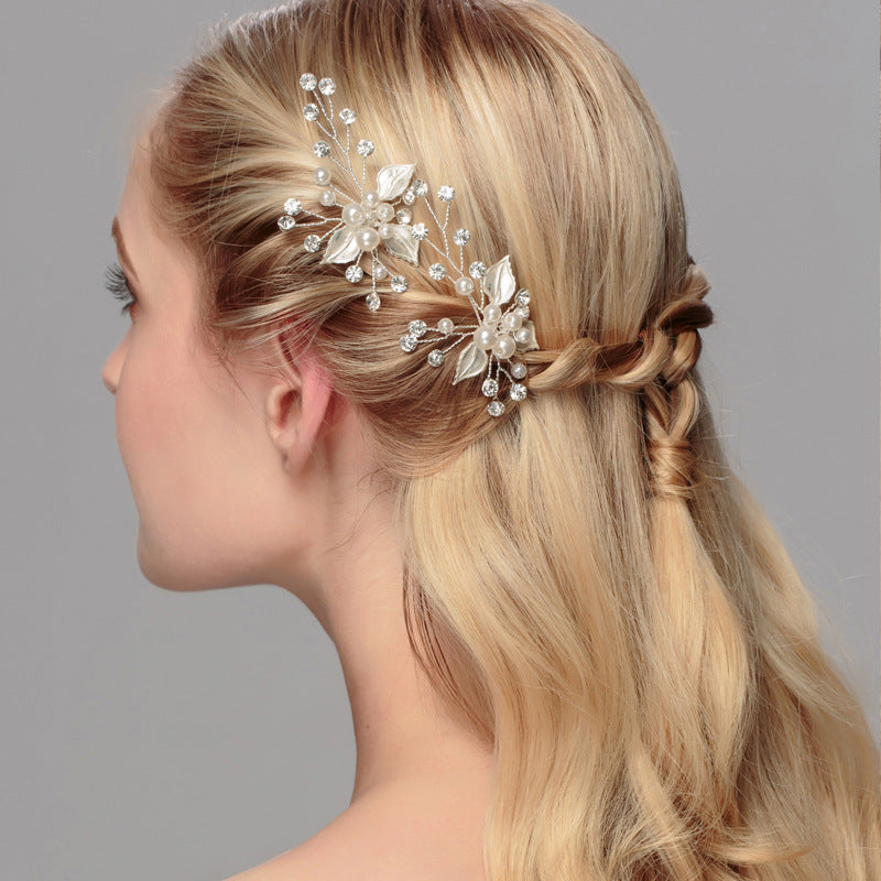 #03448215 Elegant Imitation Pearls and Rhinestone, Alloy Hairpins