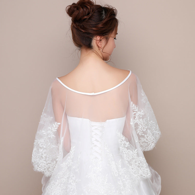 #10228002 Ivory Fashion Bridal Wrap with Lace Applique