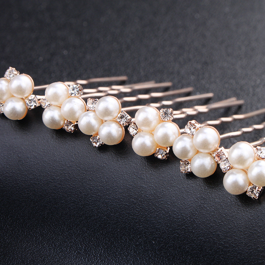 #02448211 Rhinestones Alloy Hairpins Available in Color Sliver, Rose Gold ( Set for 6)