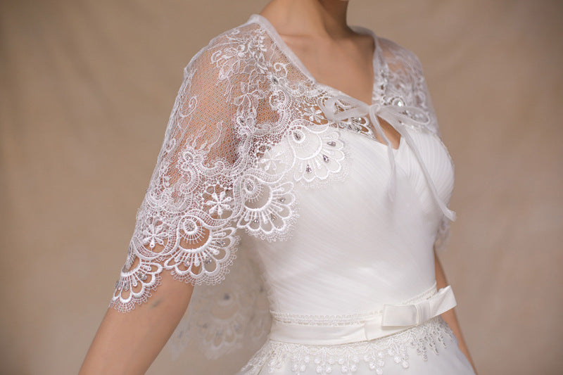 #11228004 Ivory Lace Bridal Wrap