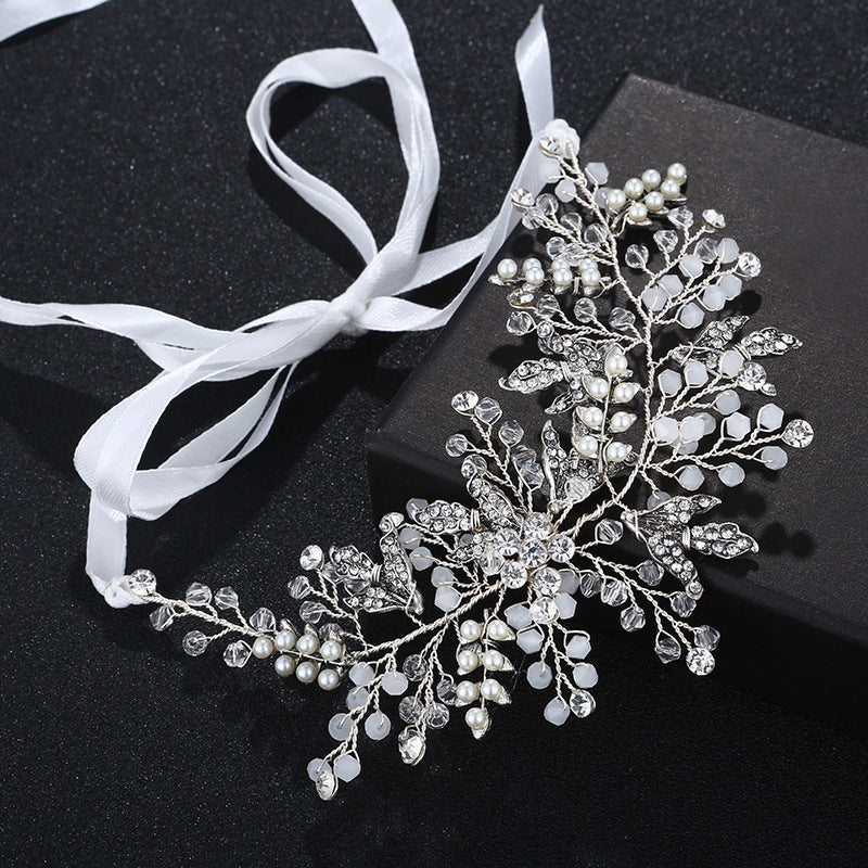 #08418078 Ladies Crystal Headband with Imitation Pearls