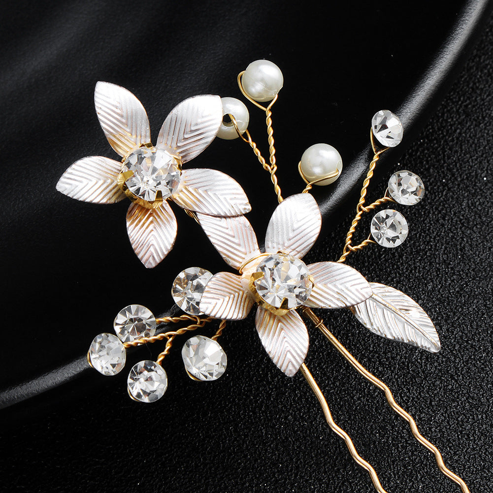 #06448189 Lovely Flowers Hairpins with Imitation Pearls and Rhinestones (Set for 2)