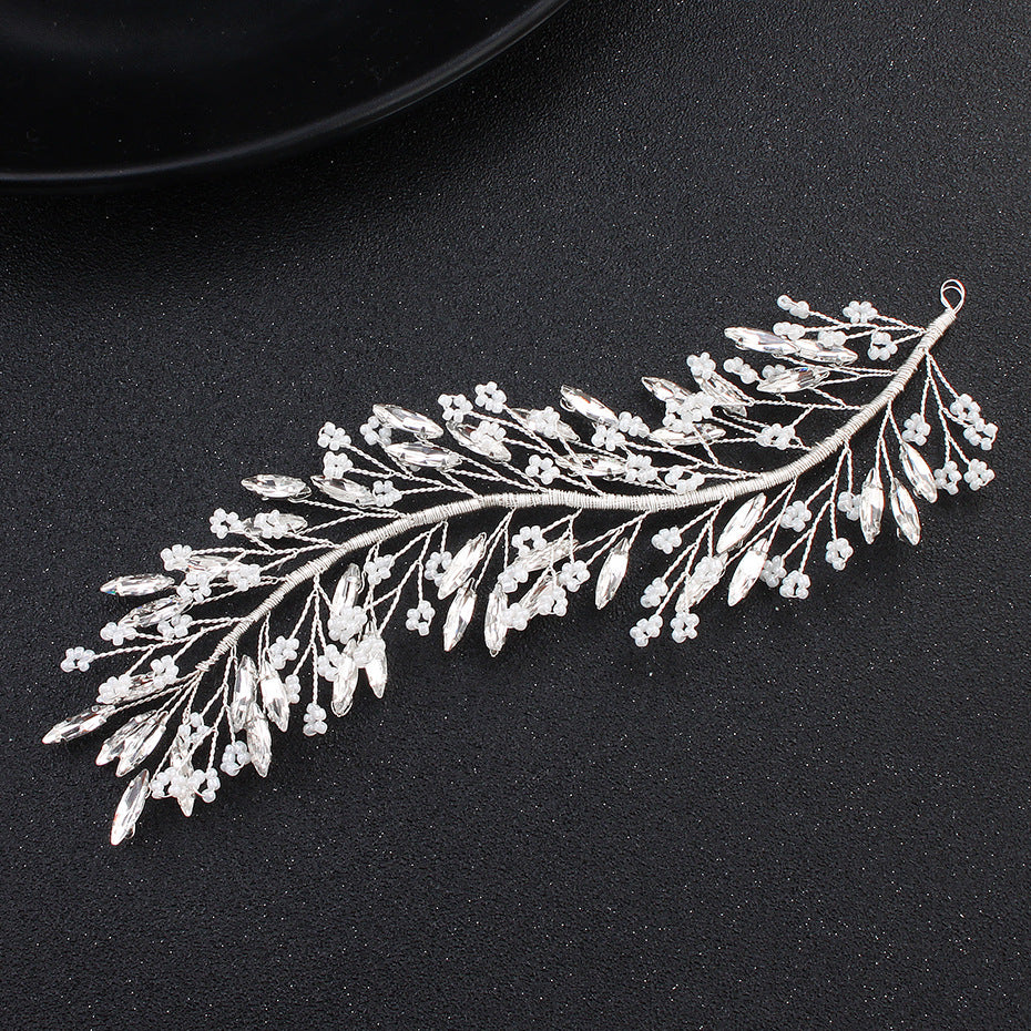 #06418195 Vintage Silver Color Rhinestones Alloy Headband