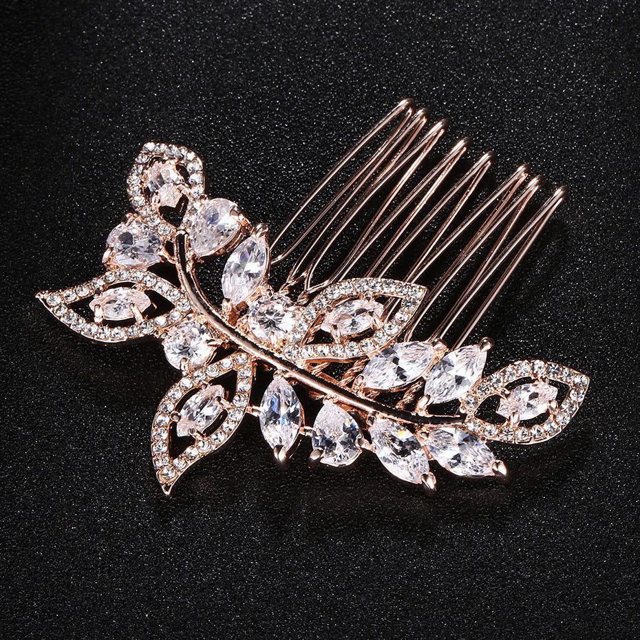 #12448190 Rose Golden Zircon/Alloy Ladies' Comb