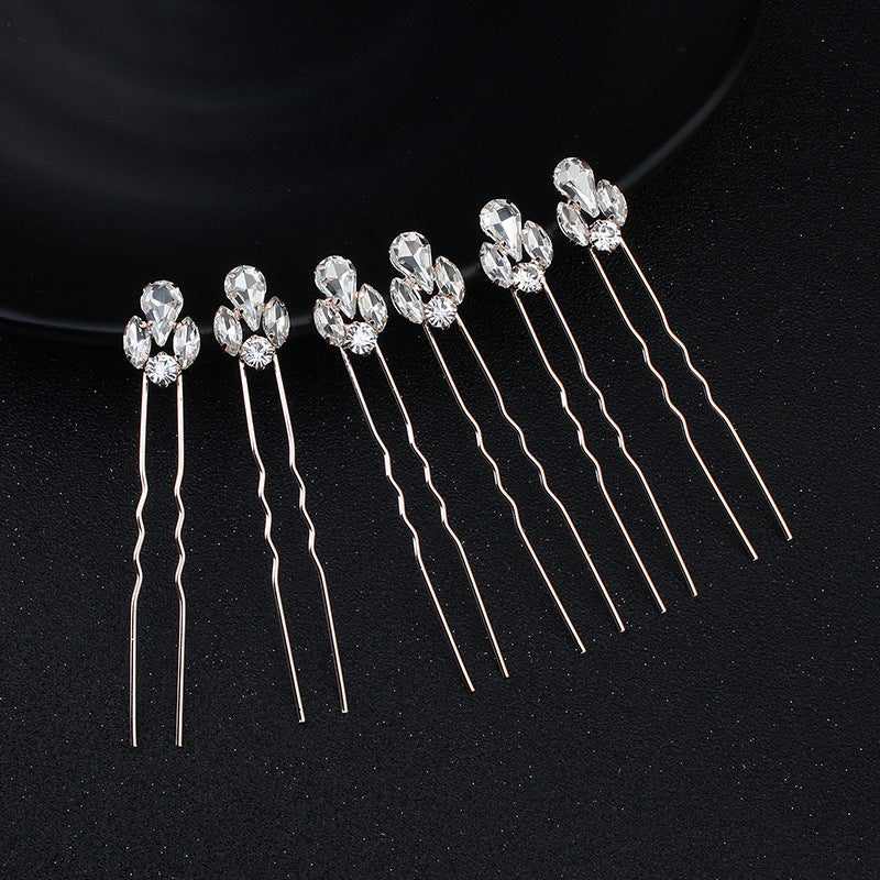 #03448194 Exquisite and Beautiful 4 diamonds Rhinestones Alloy Hairpins (Set for 6)