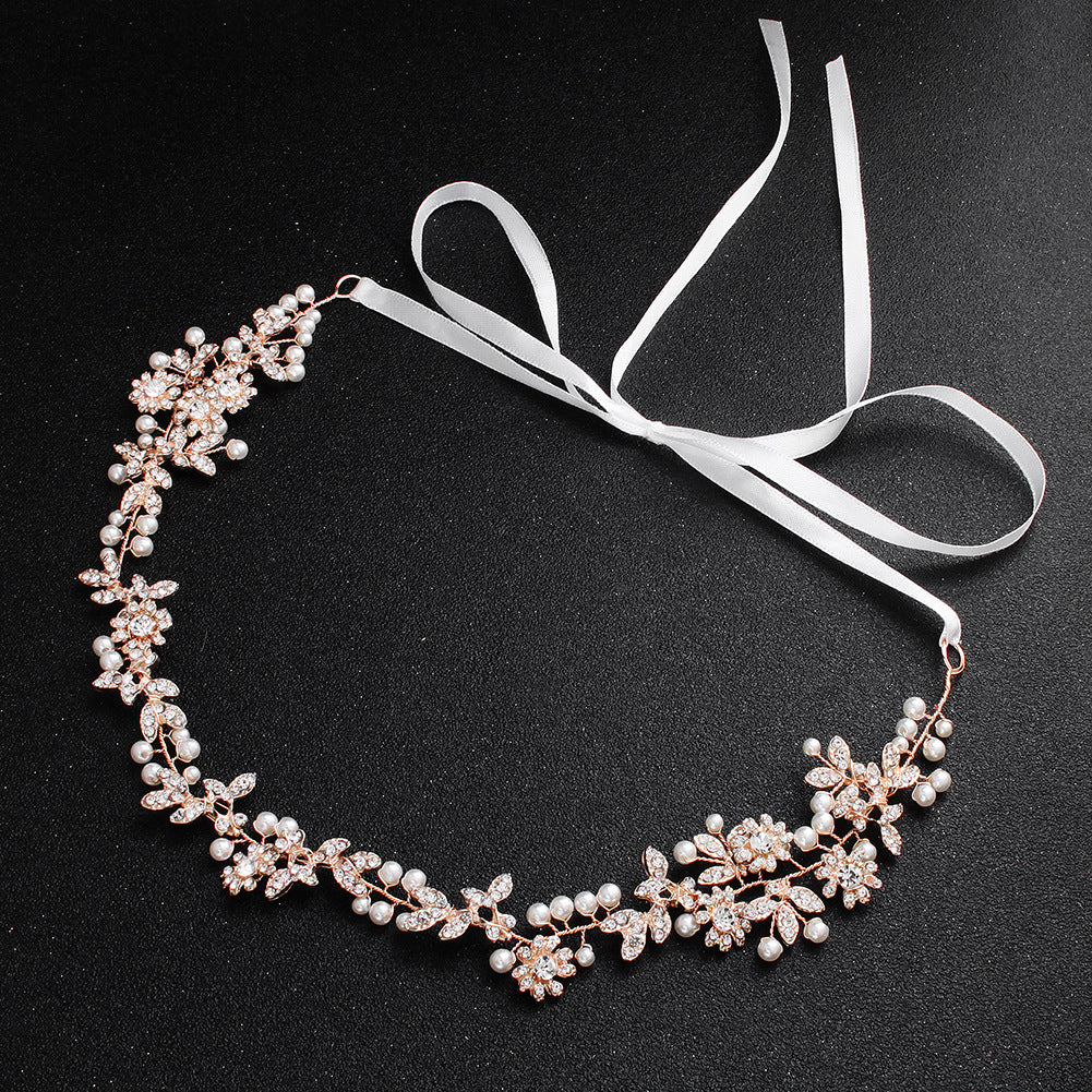 #06418077 Floral Crystal Headbands with Imitation Pearls
