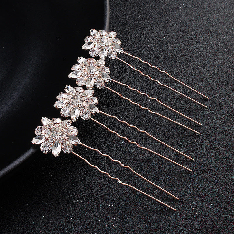 #04448188 Golden Rhinestones/Alloy Hairpins (Set for 4)