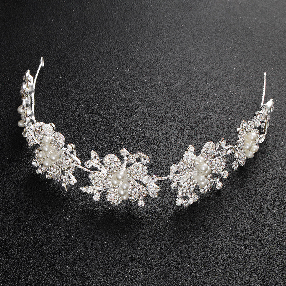 #05418219 Ladies Rhinestone/Alloy/Imitation Pearls Headbands Available Golden and Silver