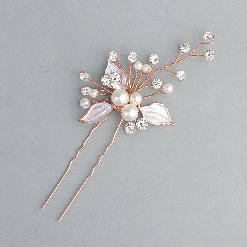#03448215 Elegant Imitation Pearls and Rhinestone, Alloy Hairpins