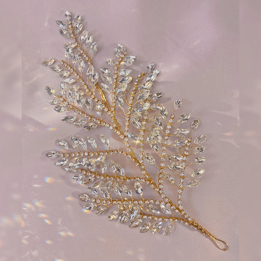 22309428 Leaves Design Rhinestone Headpiece (Silver, Gold)