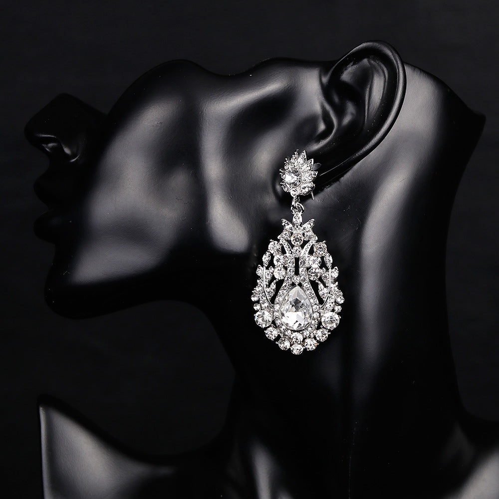 #02538100 Classic Teardrop-shaped Alloy Rhinestone Earrings