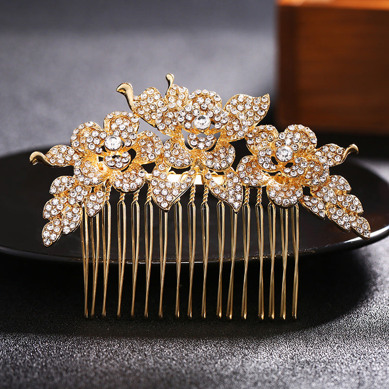 #04428066 Elegant Golden Rose Pattern Combs&barrettes