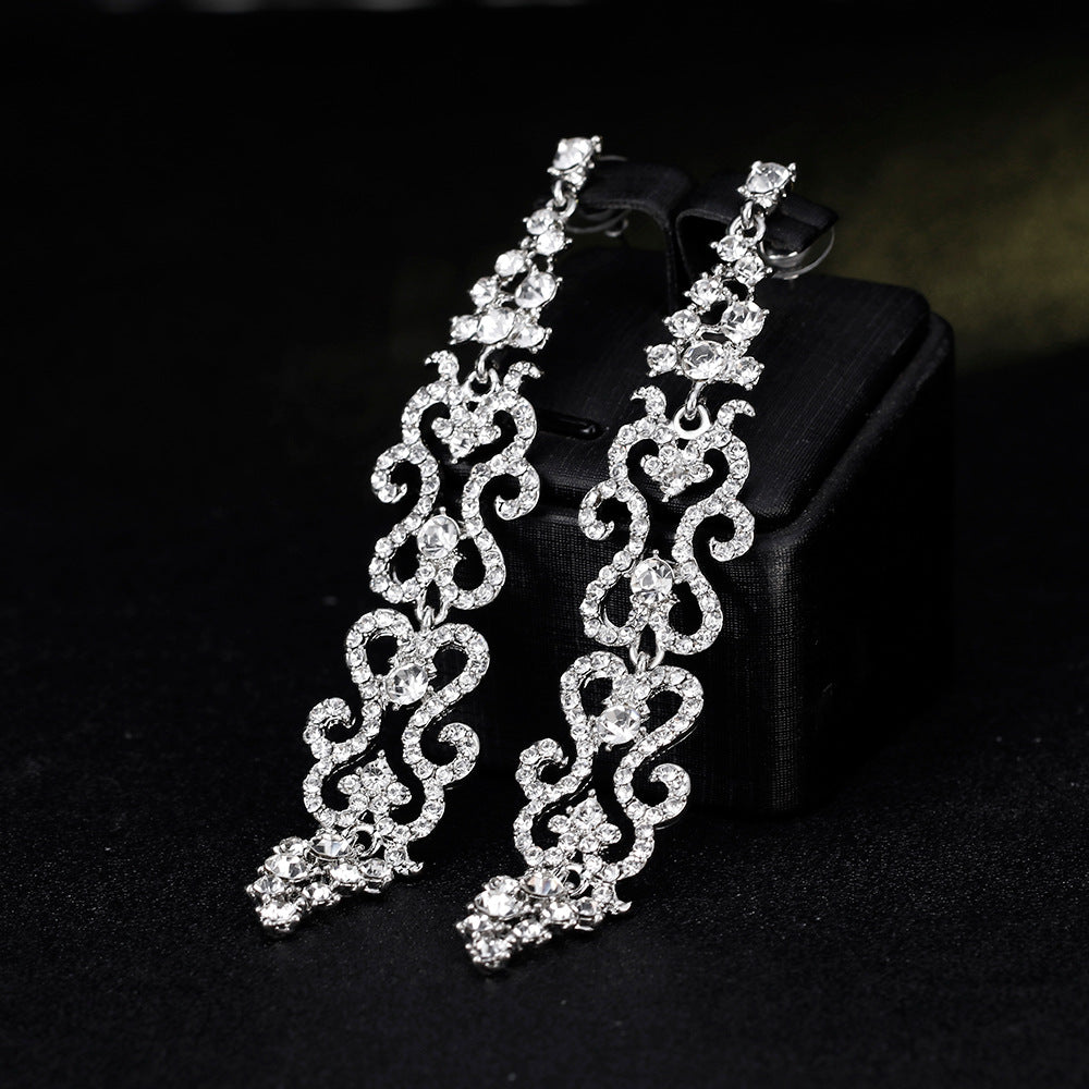 #02538098 Long Classic Alloy/Rhinestone Drop Earrings