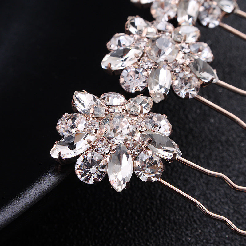 #04448188 Golden Rhinestones/Alloy Hairpins (Set for 4)