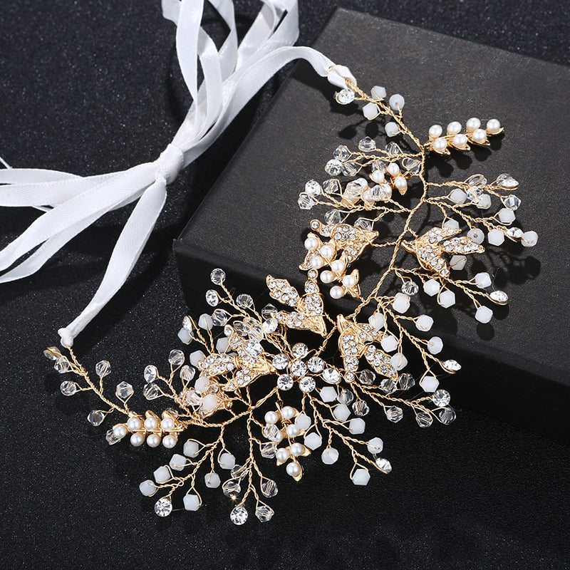 #08418078 Ladies Crystal Headband with Imitation Pearls