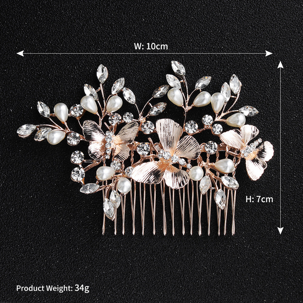 #03448188 Rose Gold Color Butterfly Design Comb