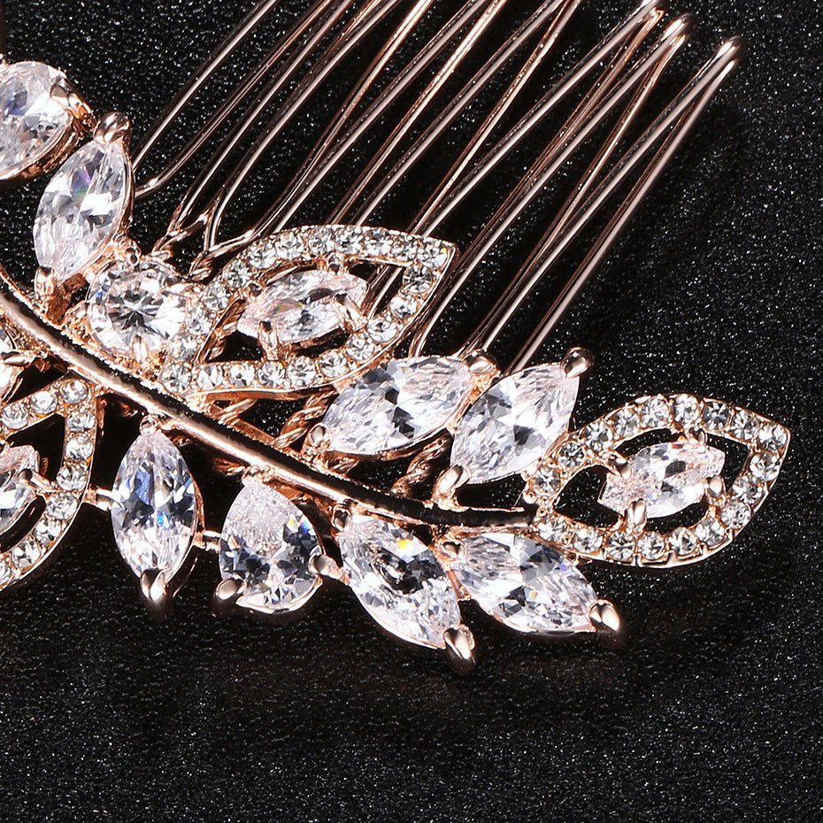 #12448190 Rose Golden Zircon/Alloy Ladies' Comb