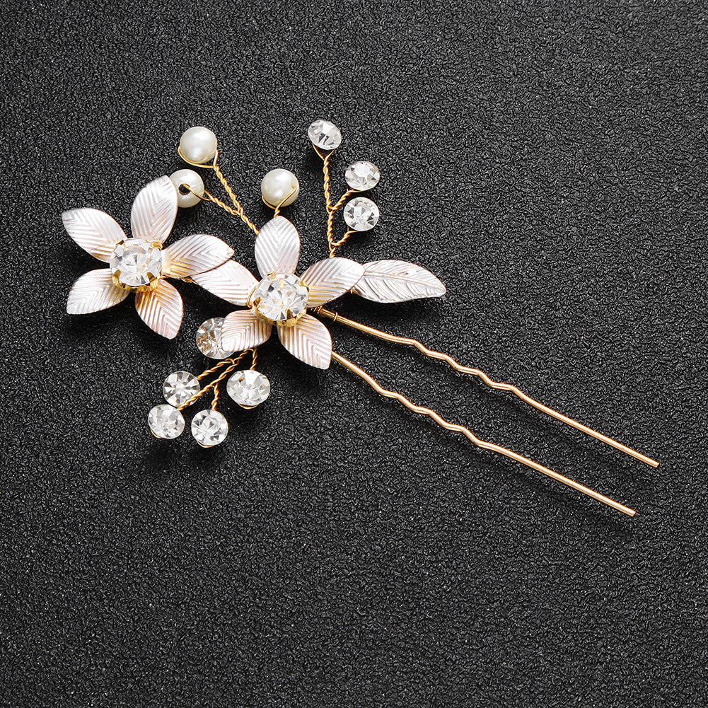 #06448189 Lovely Flowers Hairpins with Imitation Pearls and Rhinestones (Set for 2)