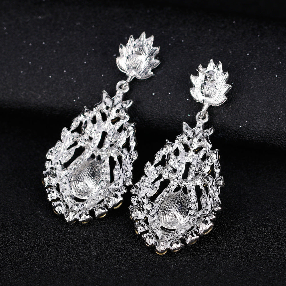 #02538100 Classic Teardrop-shaped Alloy Rhinestone Earrings